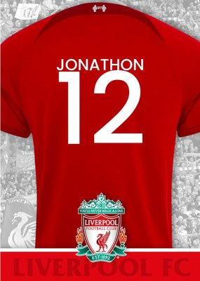 Liverpool FC Personalise T-Shirt Birthday Card