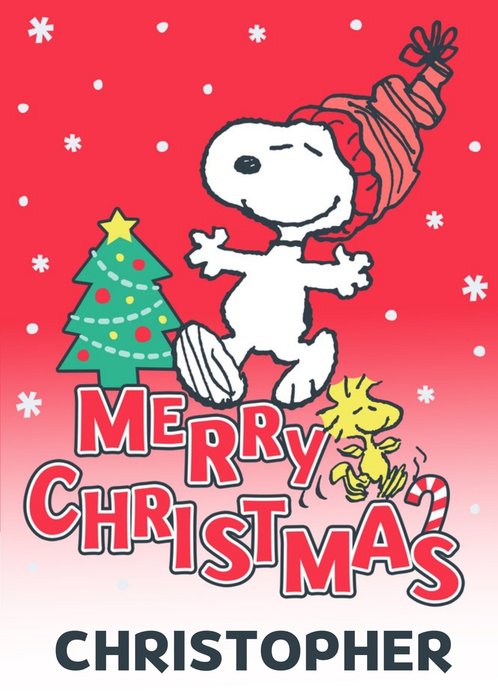 Cute Illustrated Peanuts Snoopy Merry Christmas Card