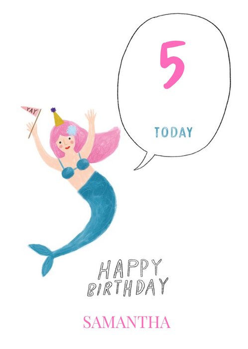 Pigment Mermaid Swim Party Magic 5th Five Birthday Card