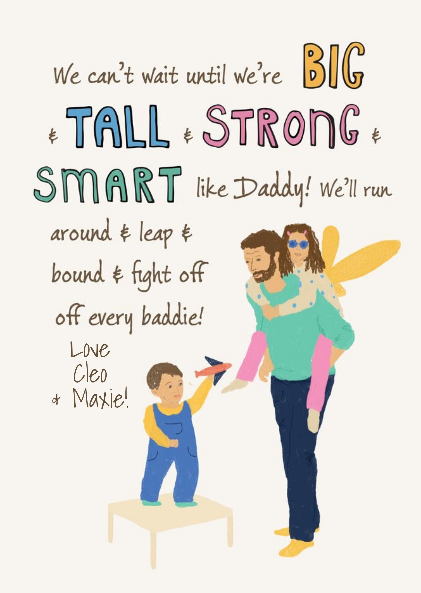Moonpig Chipper Sian Roberts Illustration Father's Day Typographic Card