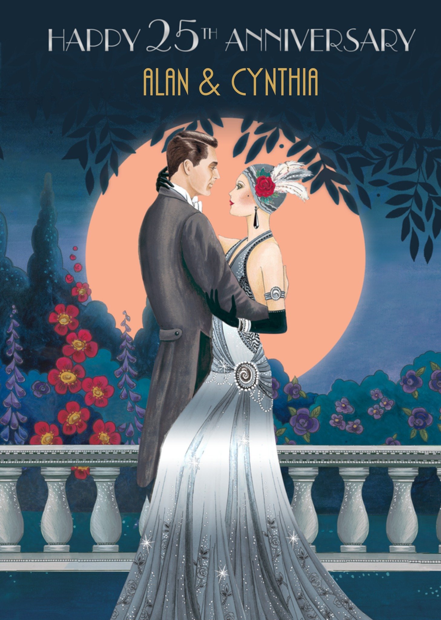 Moonpig 25th Anniversary Art Deco Card