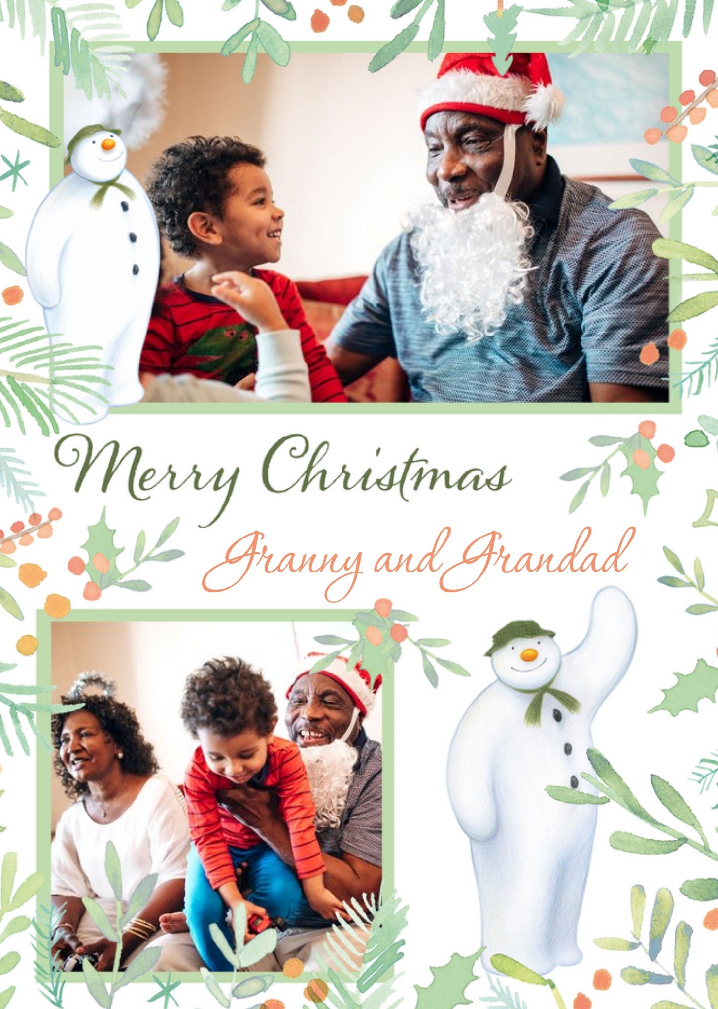 The Snowman Merry Christmas To Granny And Grandad Photo Upload Christmas Card Ecard