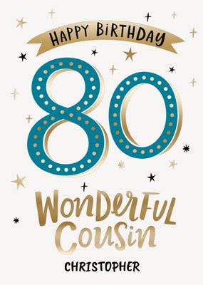 Wonderful Cousin Photo Upload 80th Birthday Card