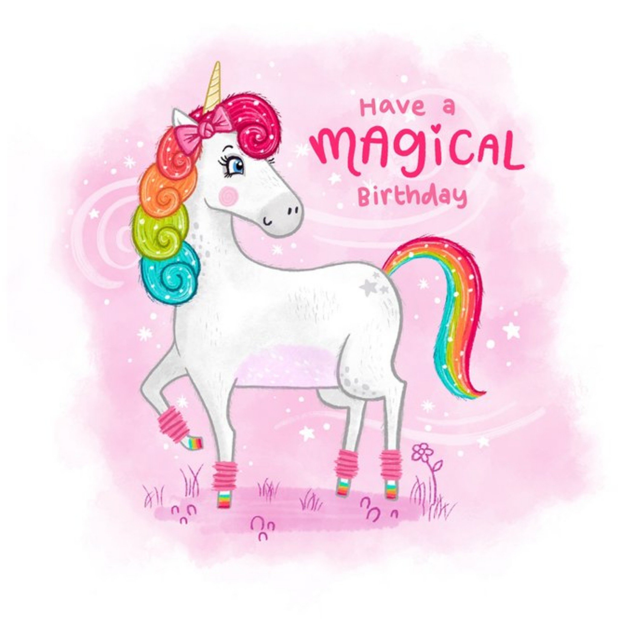 Friends Blue Kiwi Illustration Cute Magical Sister Unicorn Pink Birthday Card