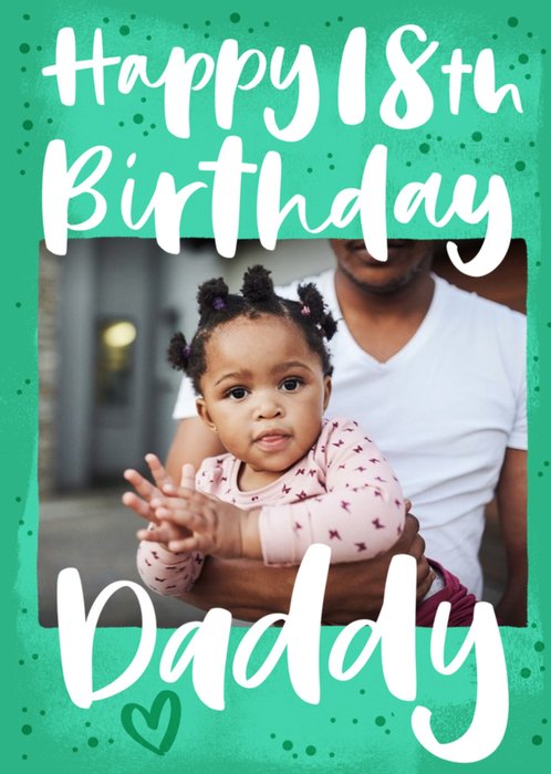 Green Typographic Daddy 18th Birthday Card