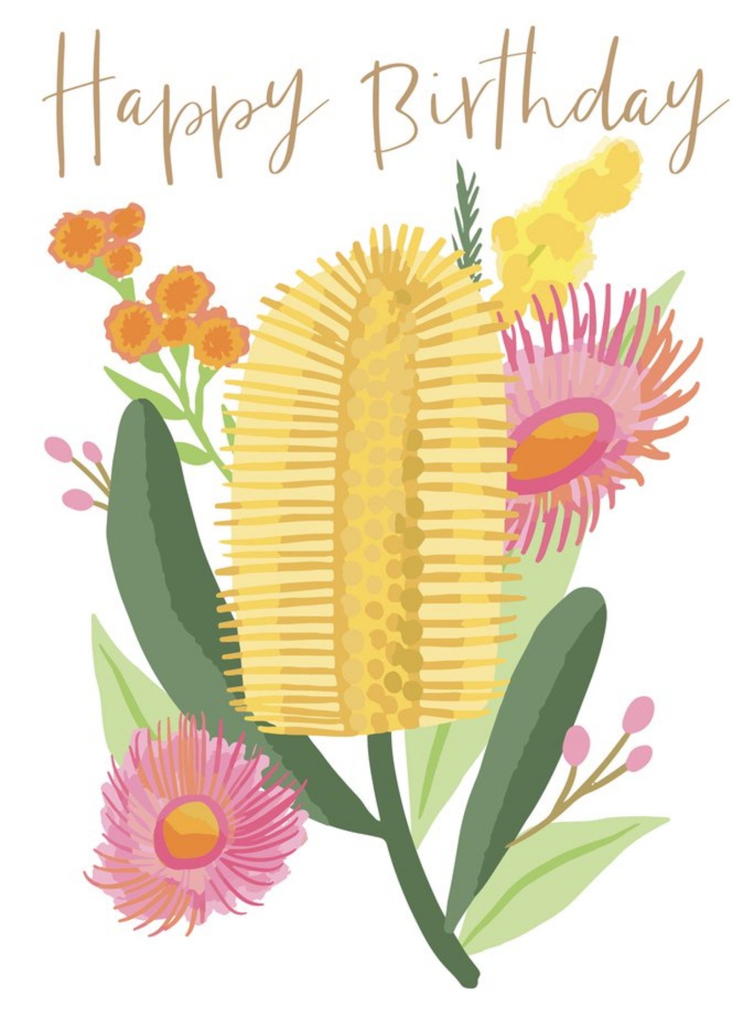 Moonpig Happy Birthday Yellow And Pink Floral Card