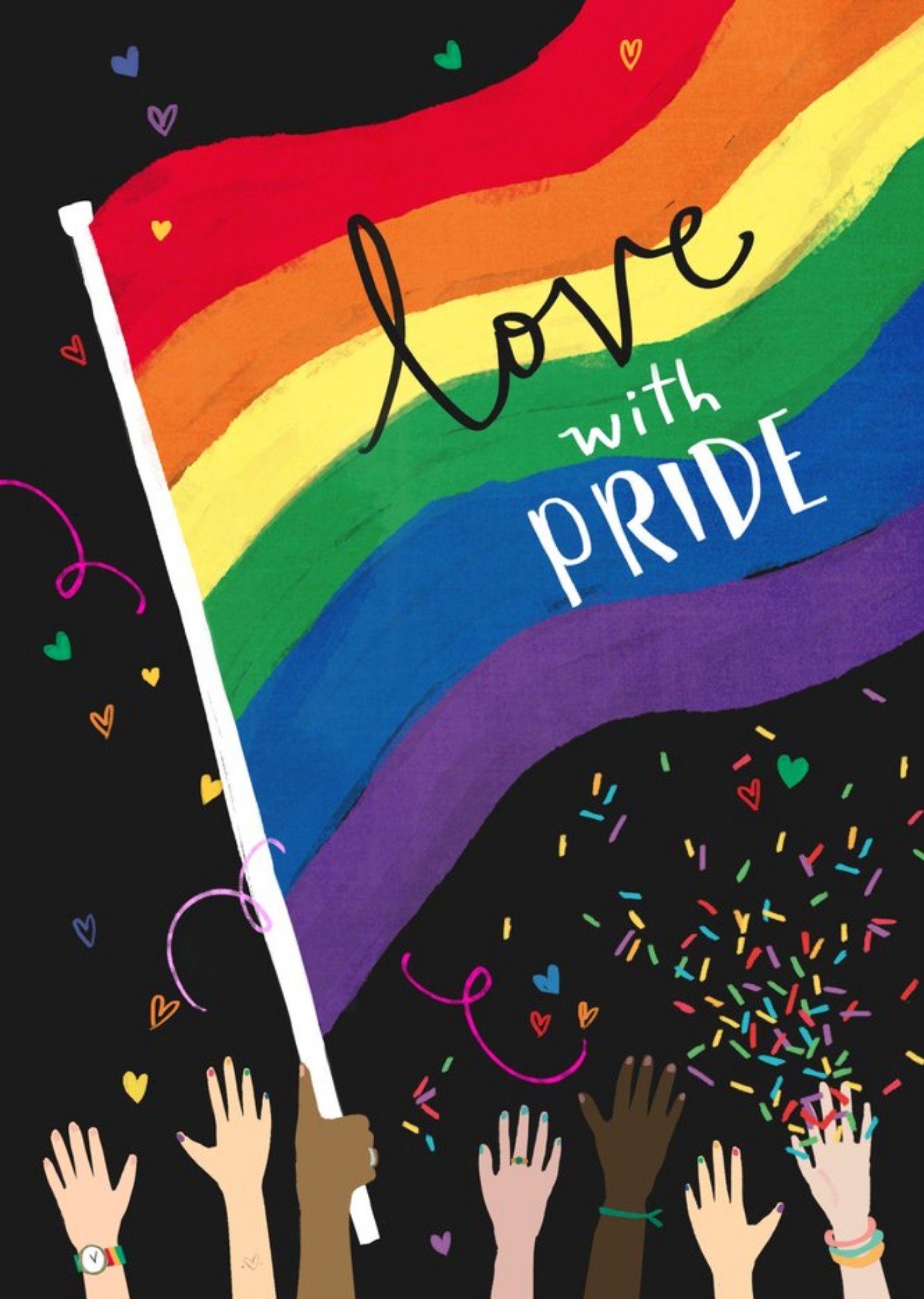 Moonpig Love With Pride Flag Celebration Card