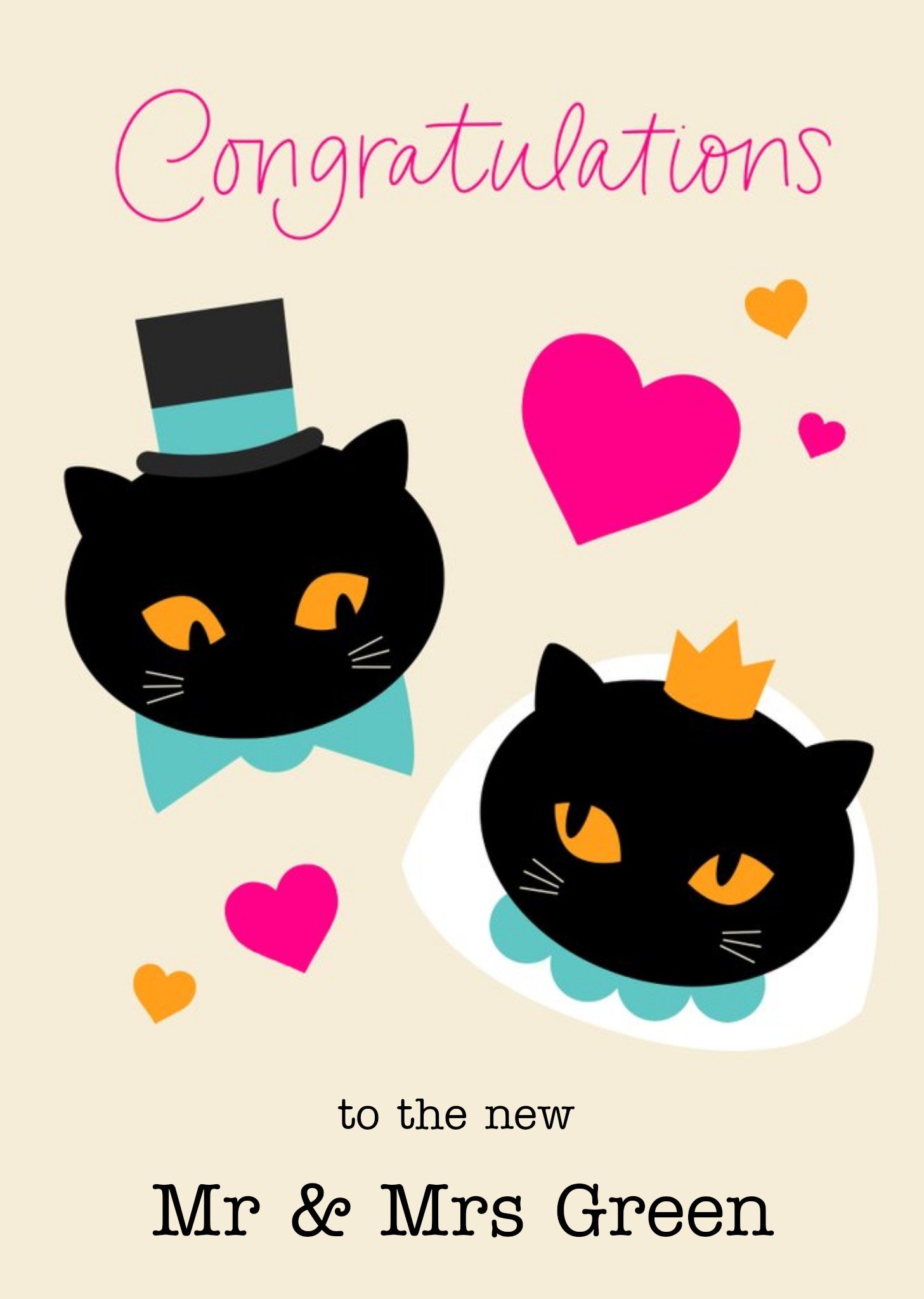 Moonpig Scatterbrain Cats Married Cute Personalised Wedding Card, Large