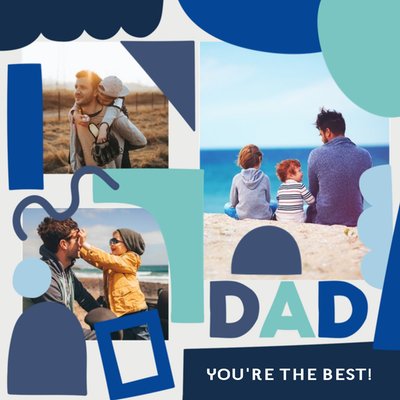 Blue & Teal Abstract Shapes Father's Day Multi-Photo Card