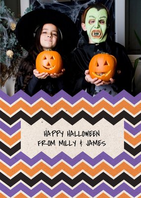 Chevron Design Happy Halloween Photo Card