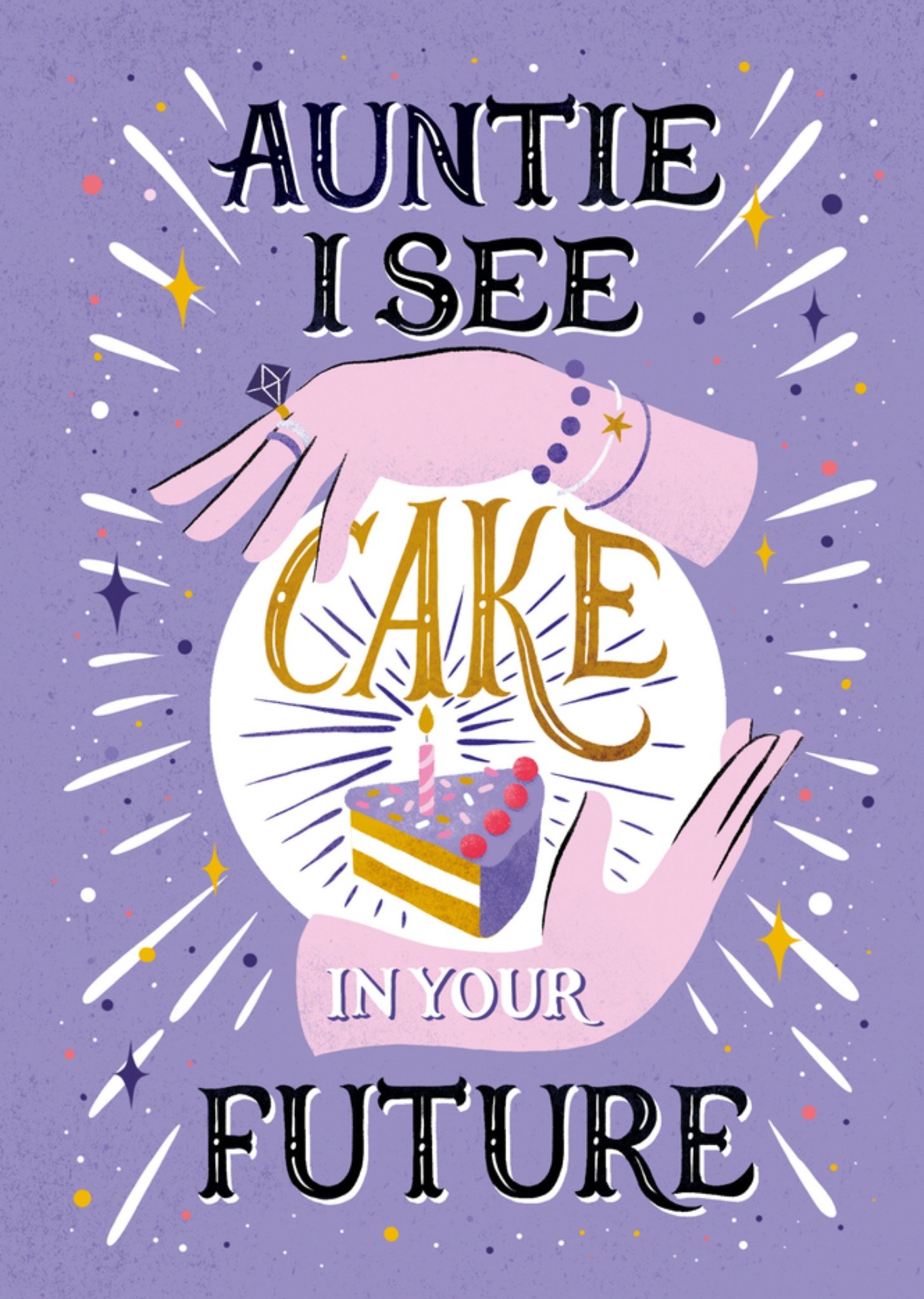 Moonpig Mystical Illustrated Auntie I See Cake In Your Future Birthday Card