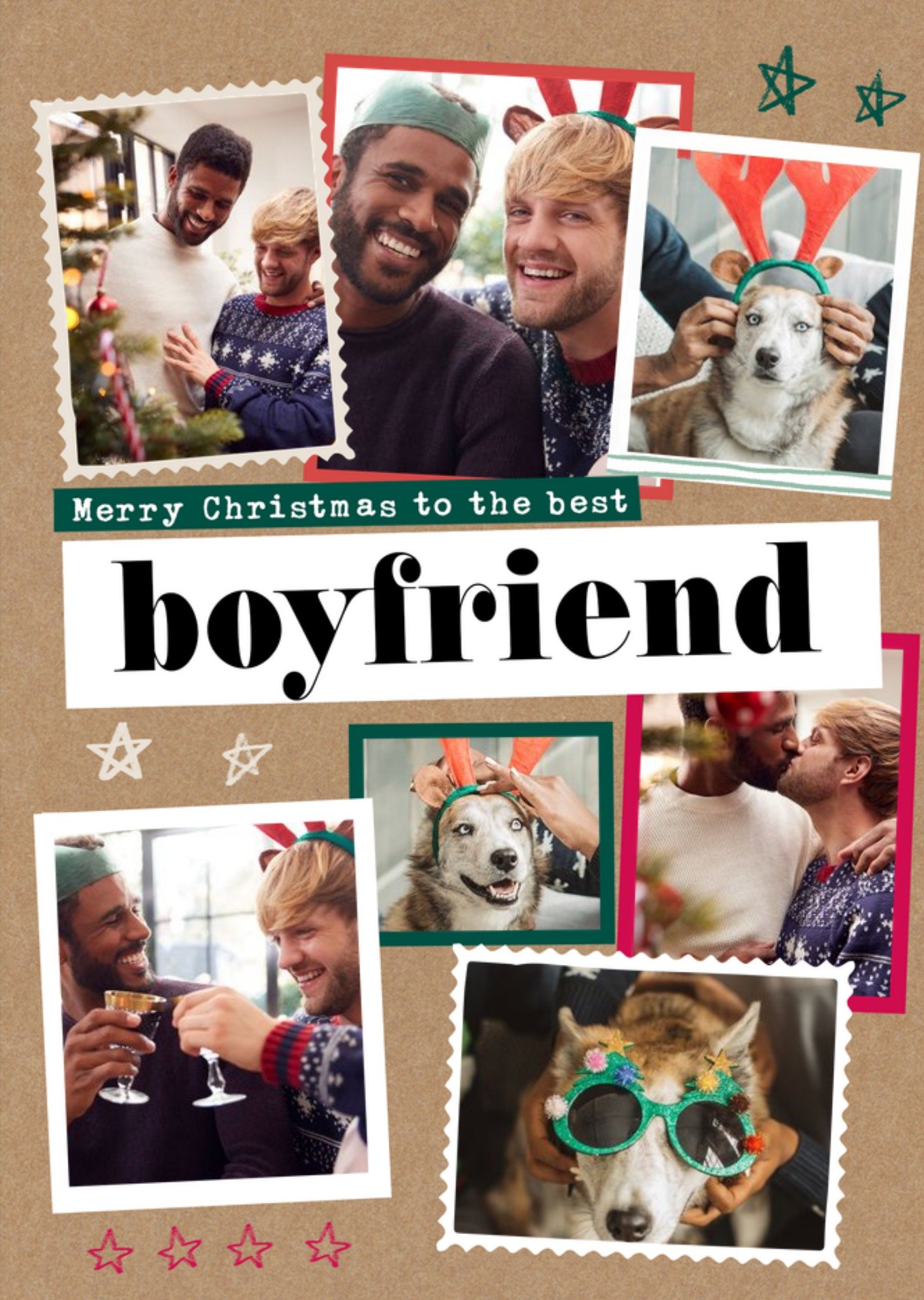 Moonpig Modern Photo Upload Collage Bestest Boyfriend Christmas Card