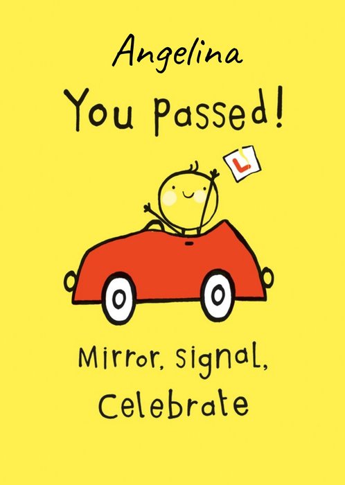 GUK Bright Illustrated Car Passed Driving Test Card