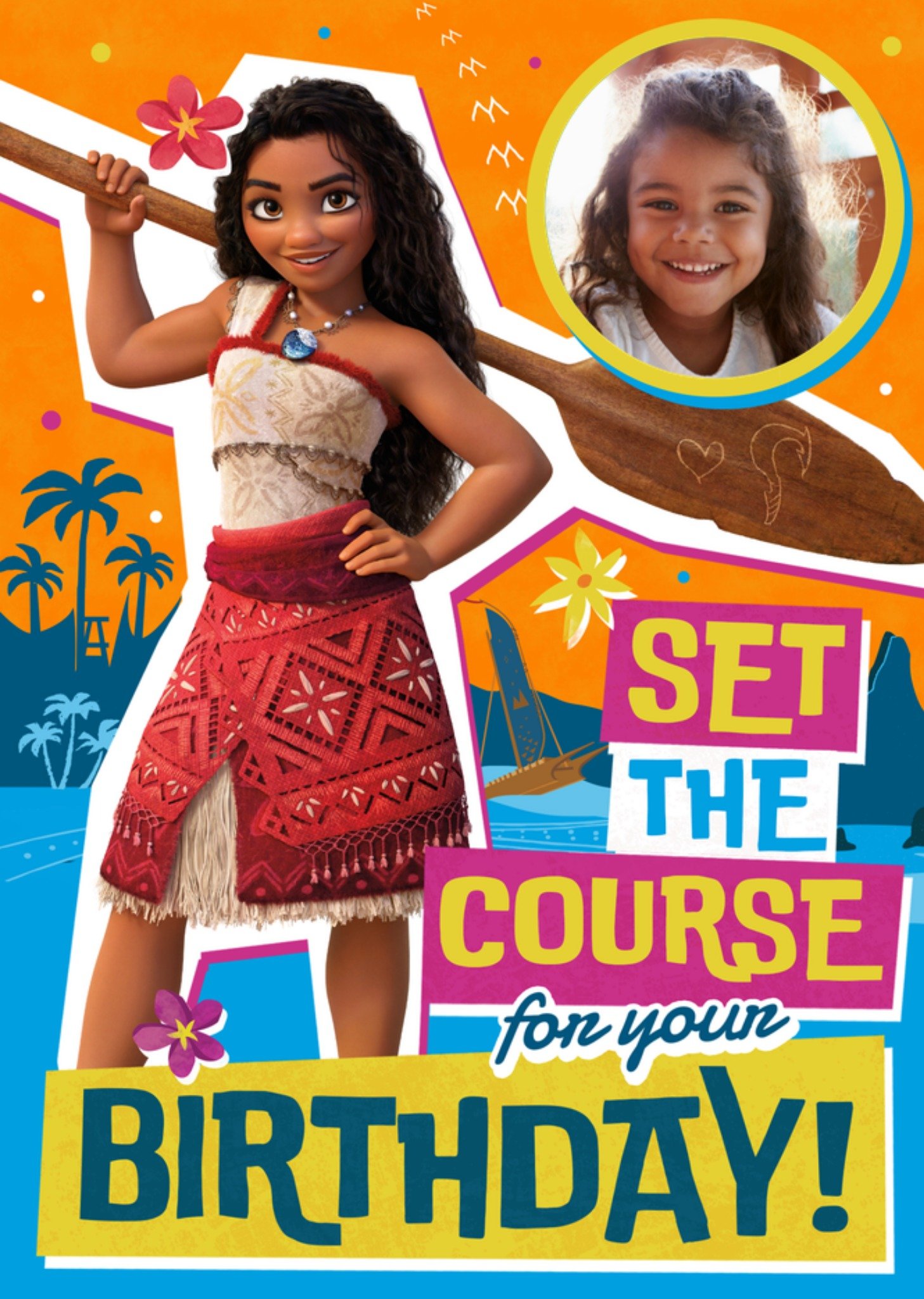 Disney Moana Tropical Adventure Photo Upload Birthday Card