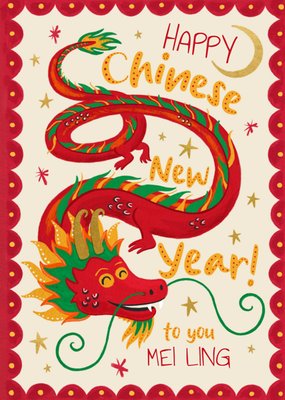 Handpainted Dragon Chinese New Year Card