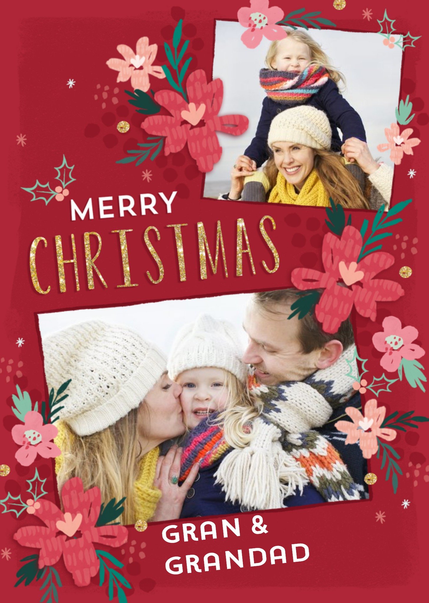 Moonpig Merry Christmas Gran And Grandad Photo Upload Card