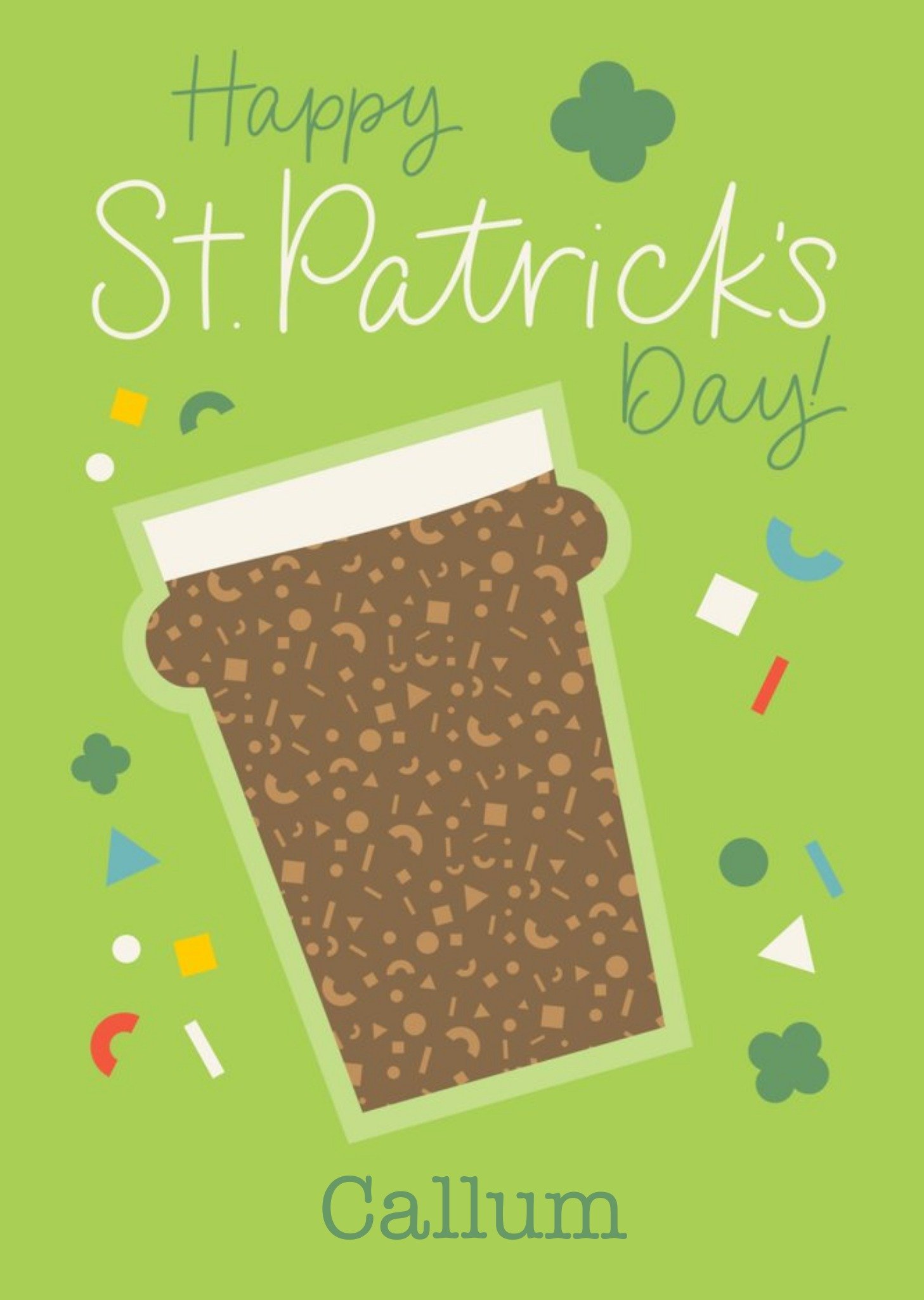 Moonpig Scatterbrain Green Lucky Pint St Patrick's Day Card Ecard