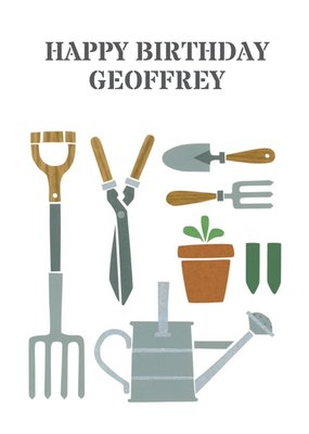 Garden Tools Personalised Happy Birthday Card