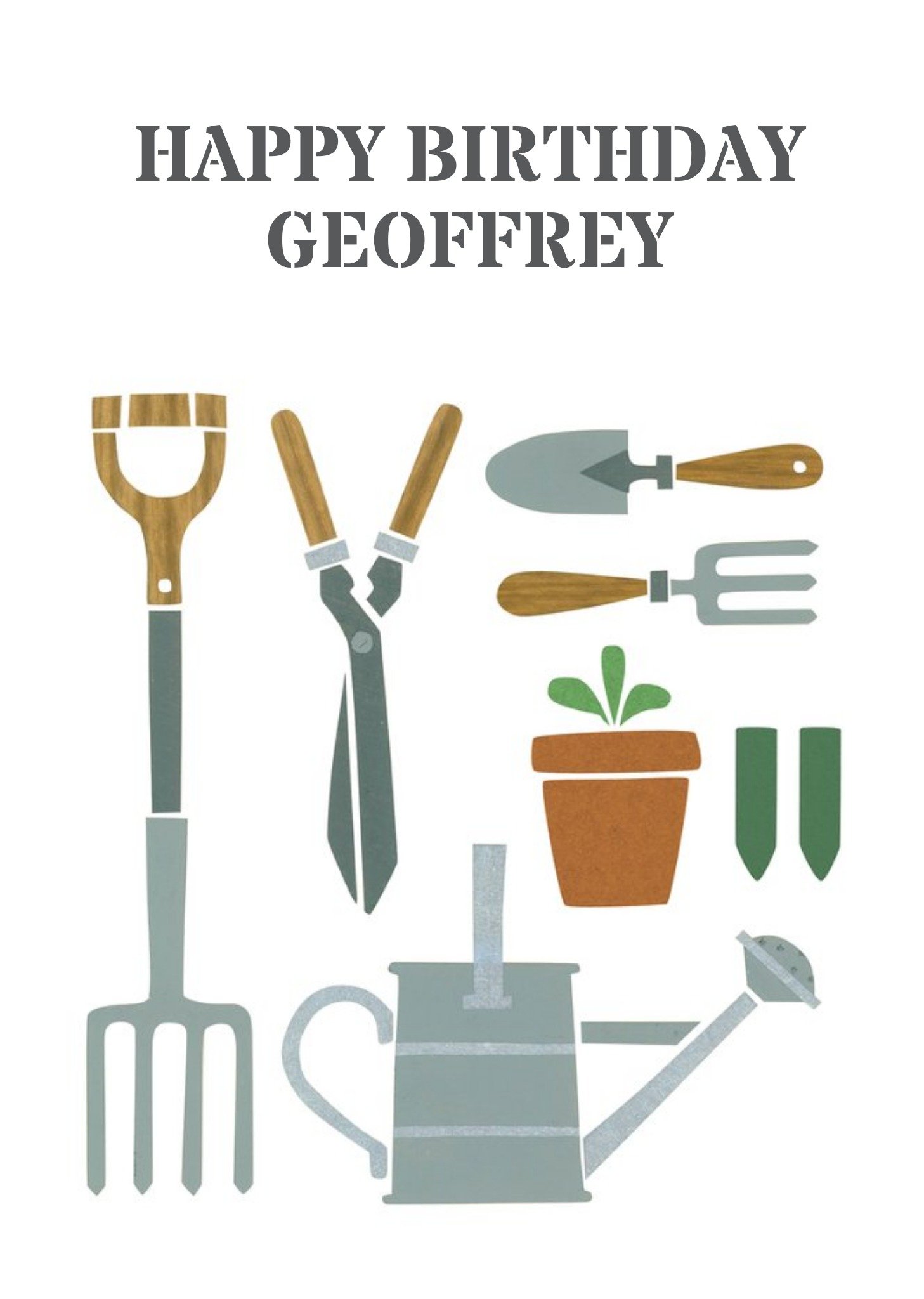 Moonpig Garden Tools Personalised Happy Birthday Card