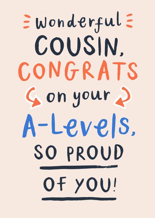 Wonderful Cousin Congrats On Your A-levels Typography Card