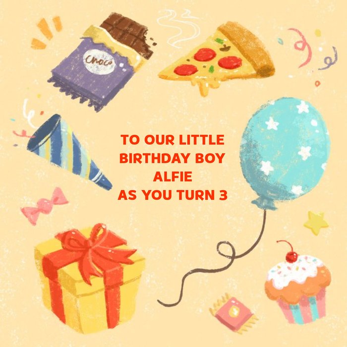 Bits And Bobs Little Birthday Boy Personalised Card