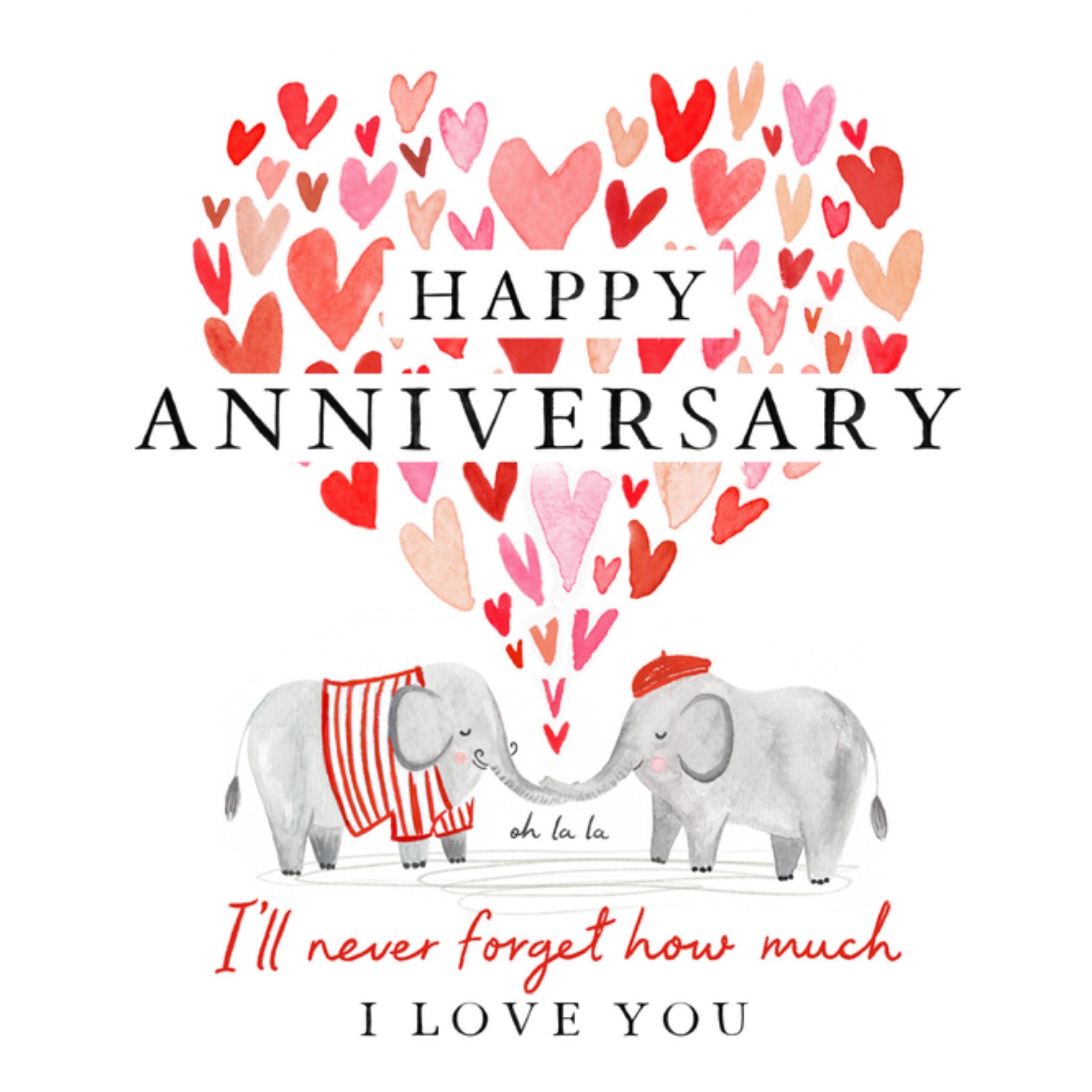 Moonpig Never Forget How Much I Love You Elephants Anniversary Card