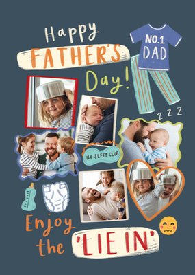 Enjoy The Lie In Illustrated Photo Upload Father’s Day Card