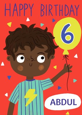 Yay Today Illustrated Happy 6th Birthday Card