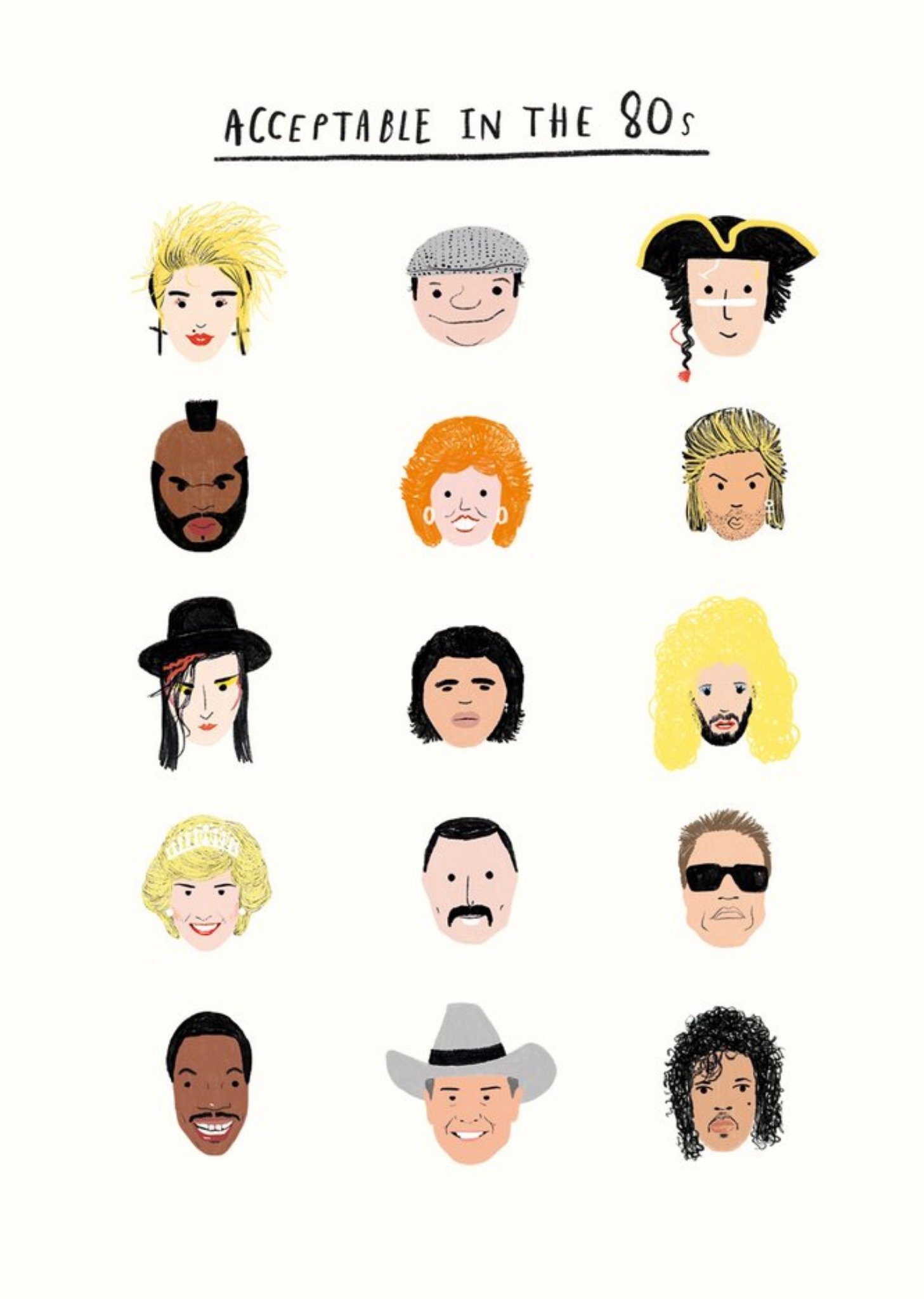 Moonpig Acceptable In The 80S Famous People From The 80S Icons Birthday Card