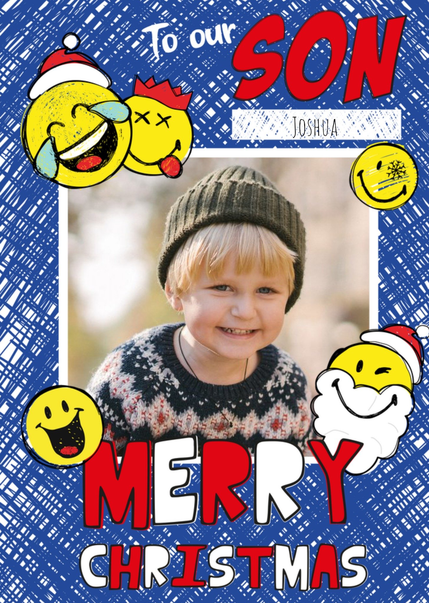 Moonpig Smiley World To Our Son Photo Upload Christmas Card