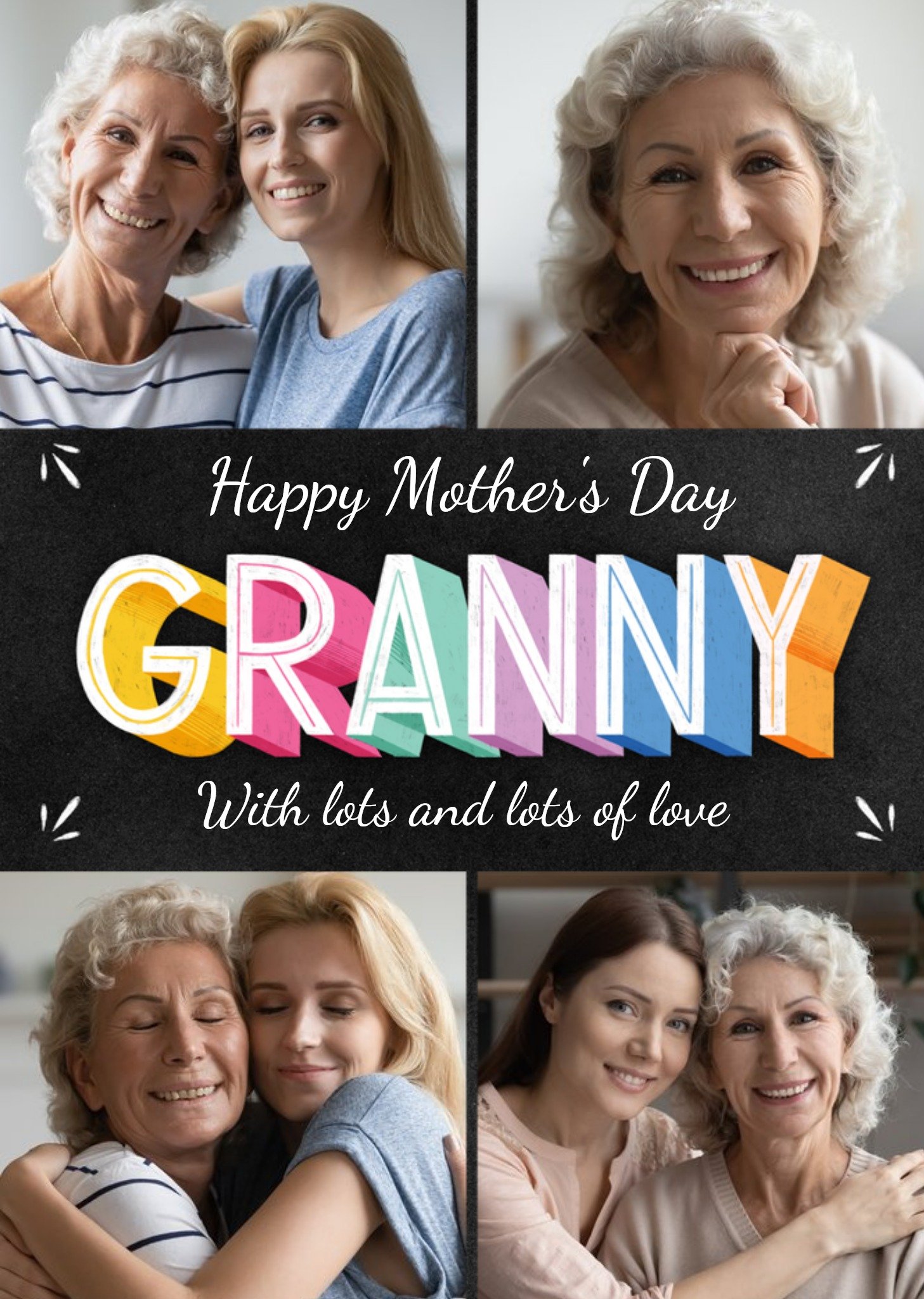 Moonpig Colourful Typographic Granny Lots Of Love Mother's Day Photo Upload Card