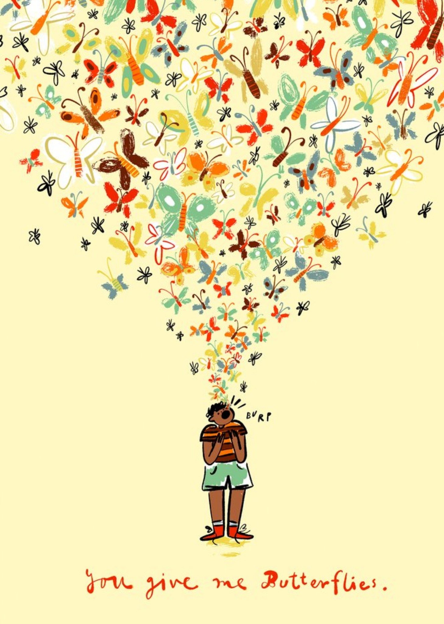 Moonpig Illustrated You Give Me Butterflies Birthday Card