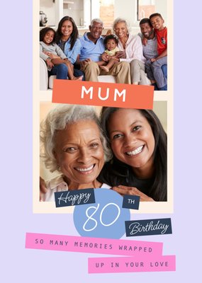 Happy 80th Birthday Mum Photo Upload Card