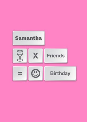 Personalised Keyboard Letters Wine And Friends Birthday Card