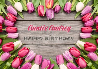 Limelight Personalised Tulip Auntie Birthday Card