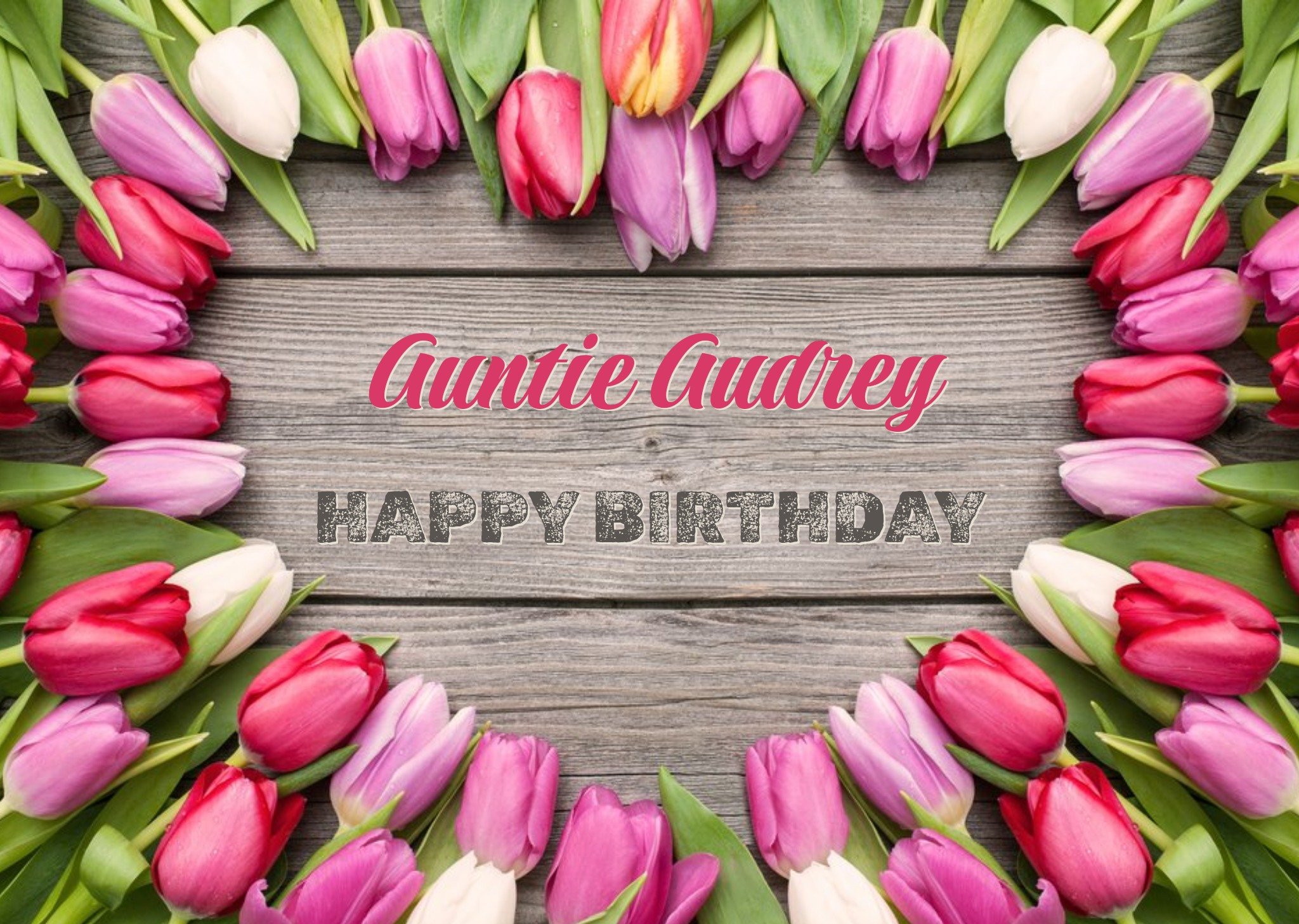 Moonpig Limelight Personalised Tulip Auntie Birthday Card