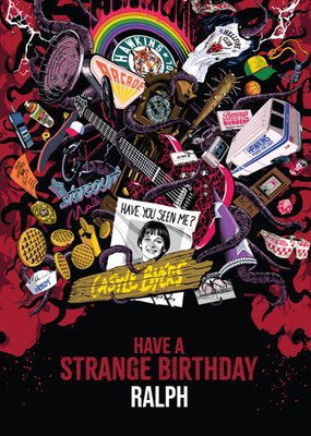 Stranger Things Hawkins Icons Collage Birthday Card