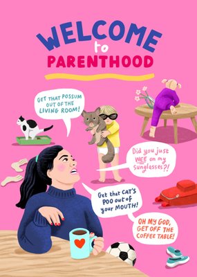 Funny Welcome To Parenthood Illustrated New Baby Card