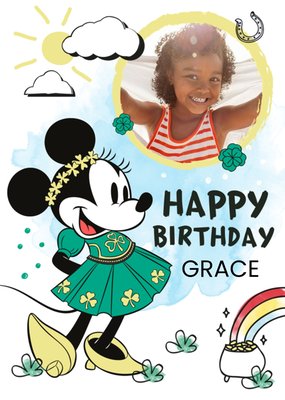 Disney Minnie Mouse Happy Birthday Photo Upload Irish Card