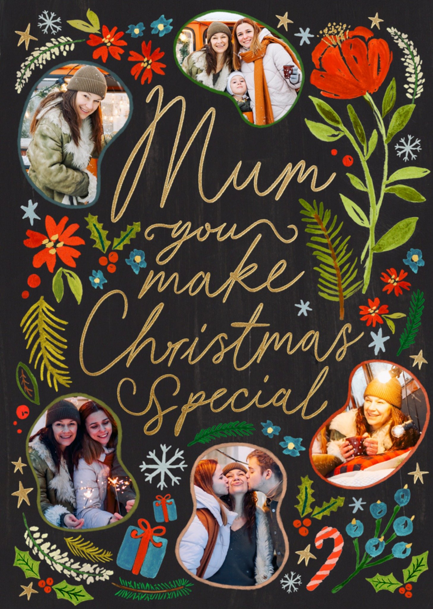Moonpig Mum You Make Christmas Special Illustrated Photo Upload Card