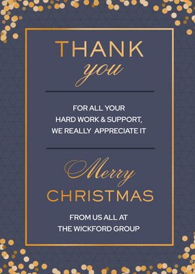 Geometric Pattern Foil Corporate Christmas Thank you Card