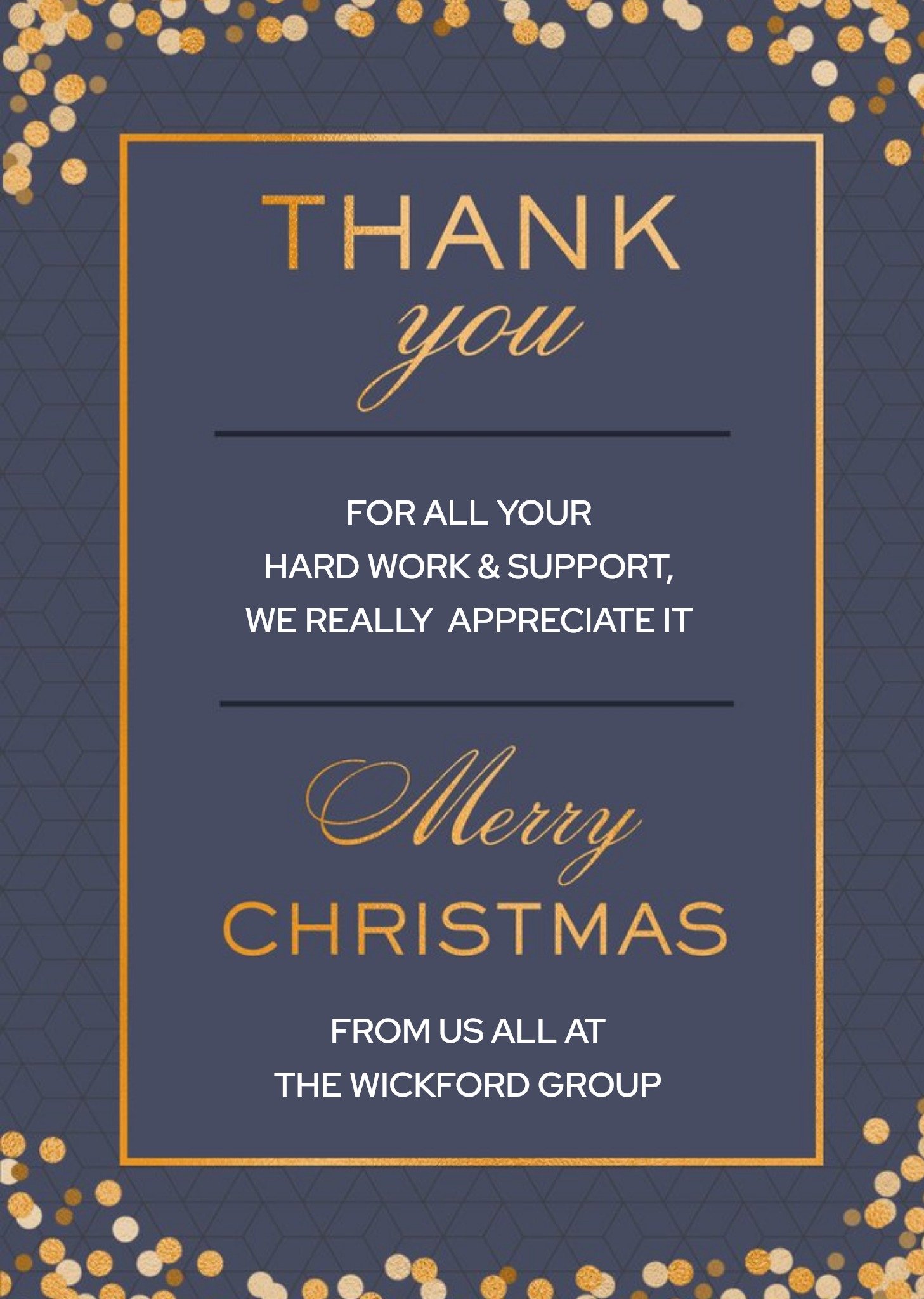 Moonpig Geometric Pattern Foil Corporate Christmas Thank You Card
