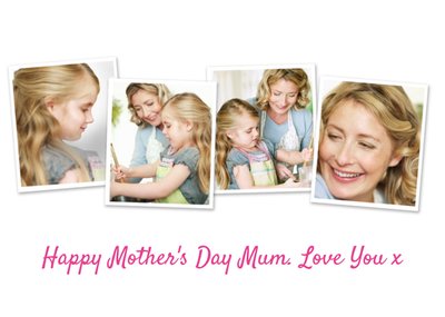 White With Pink Writing Personalised Photo Upload Happy Mother's Day Card