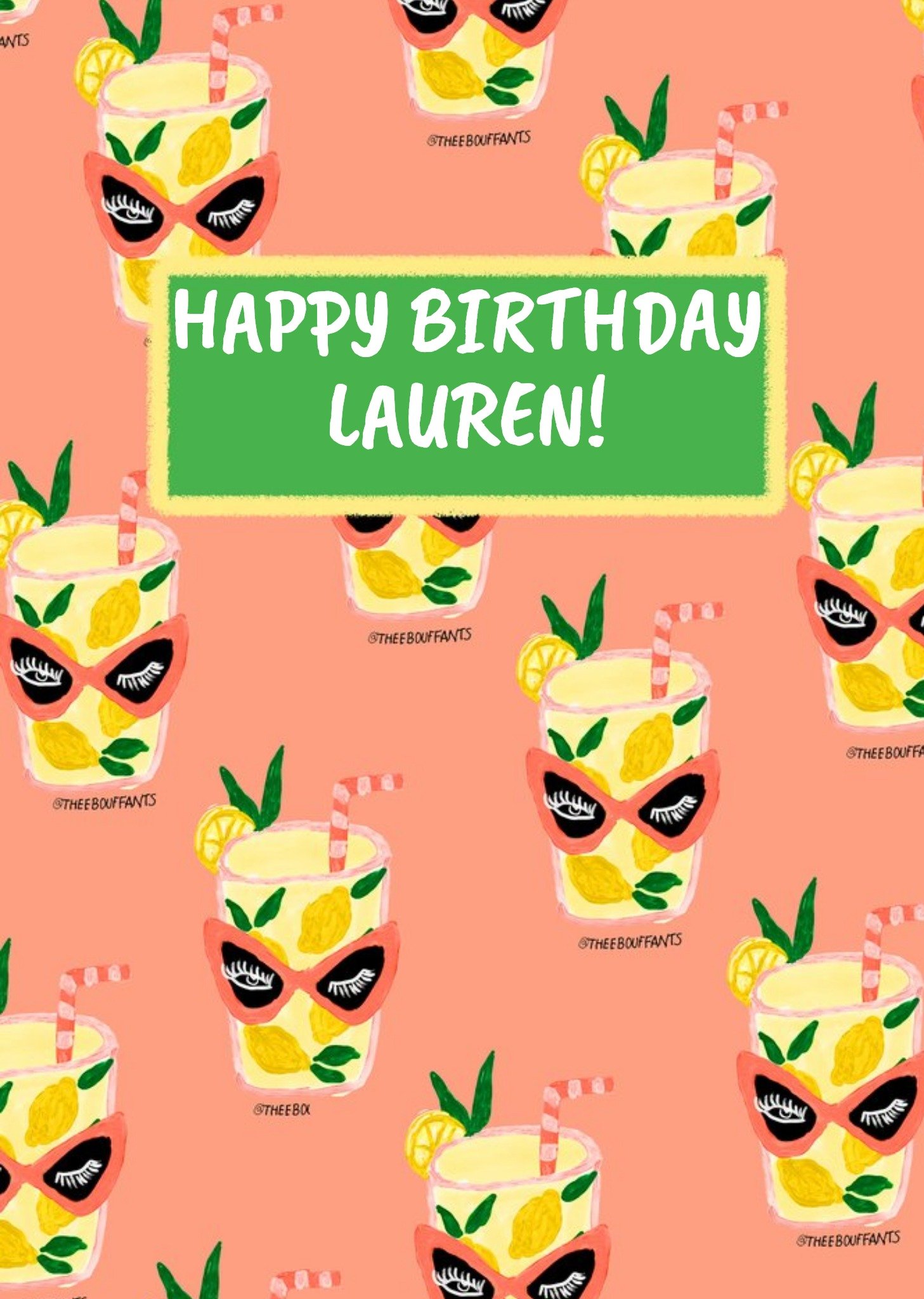 Moonpig Lemonade Drink Patterend Personalised Birthday Card