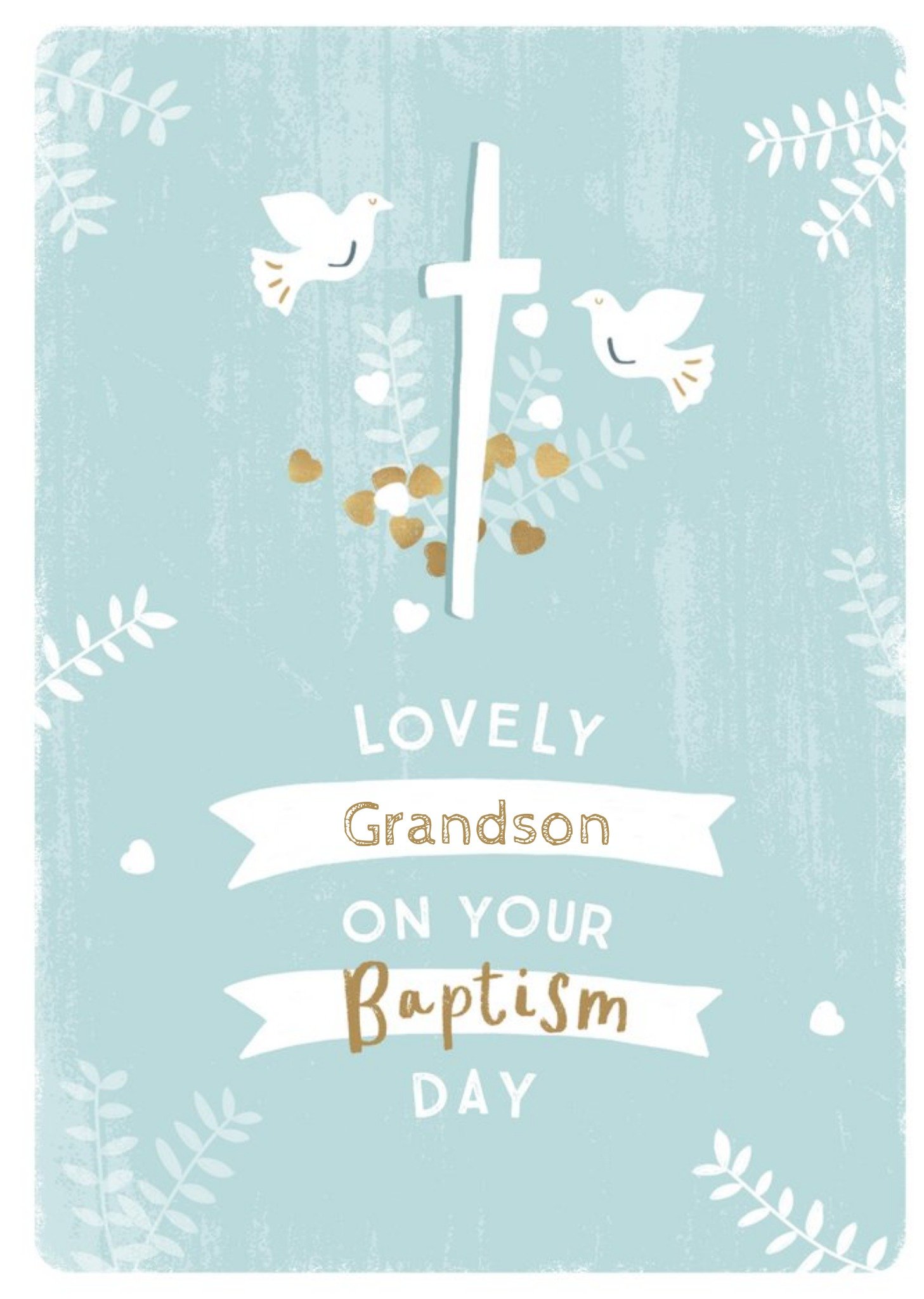 Moonpig Cute Illustrated Doves Lovely Grandson Baptism Card
