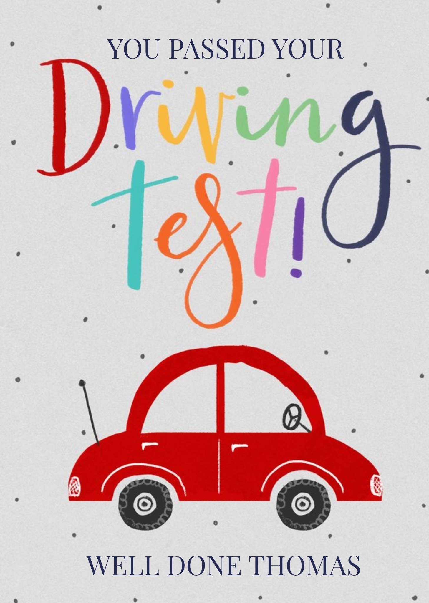 Moonpig Okey Dokey Design Illustrated Car Customisable Driving Test Card