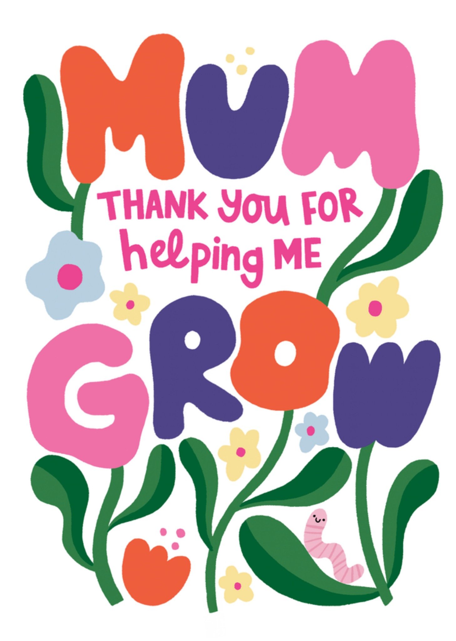 Moonpig Mum Thank You For Helping Me Grow Illustrated Mother's Day Card