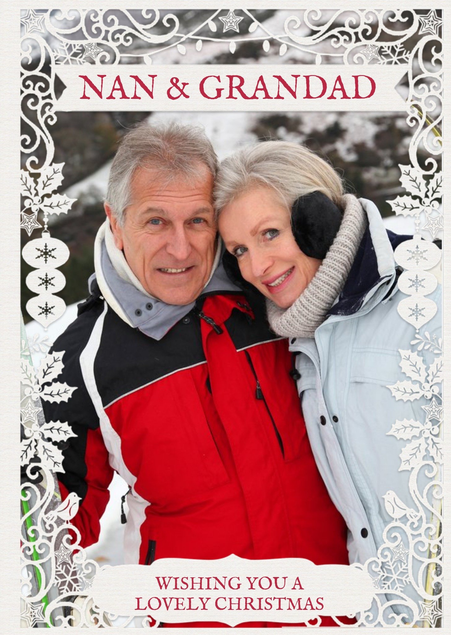 Moonpig Paper Frames Photo Upload Christmas Card Nan And Grandad Wishing You A Lovely Christmas