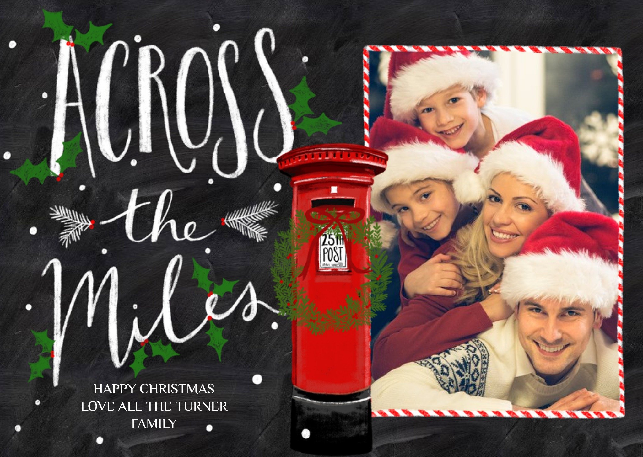 Moonpig Chalk Board Across The Miles Christmas Photo Card
