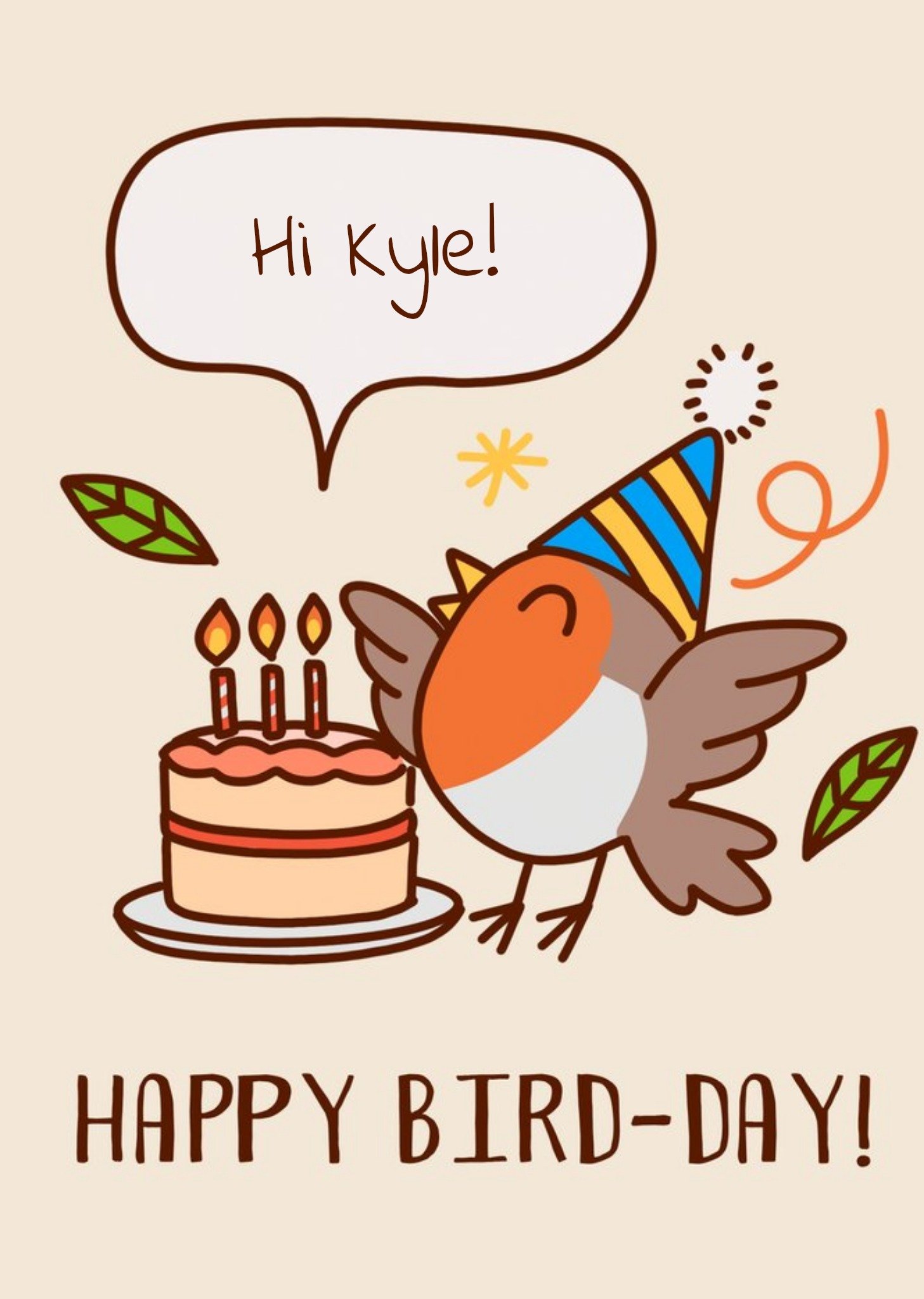 Moonpig Illustrated Robin Bird-Day Card